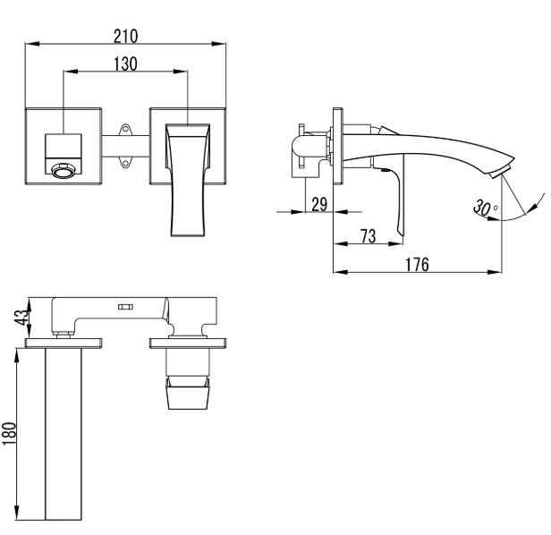 Смеситель Lemark Unit LM4526C для раковины настенный хром