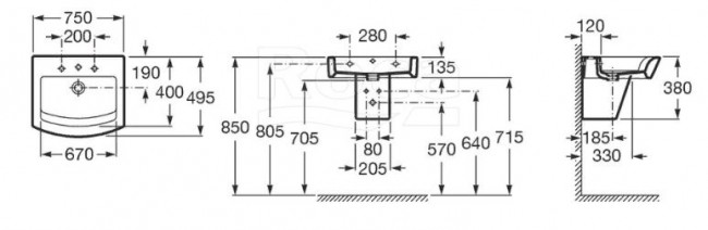 Раковина Roca Hall 75 32762G000