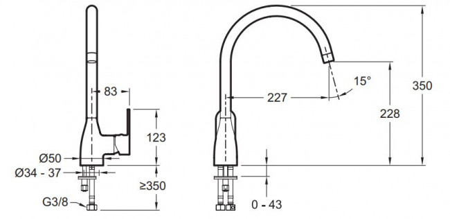 Смеситель Jacob Delafon Marie E21151-CP для кухни