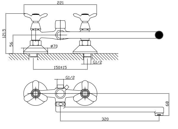 Смеситель Rossinka Q02-80 для ванны универсальный