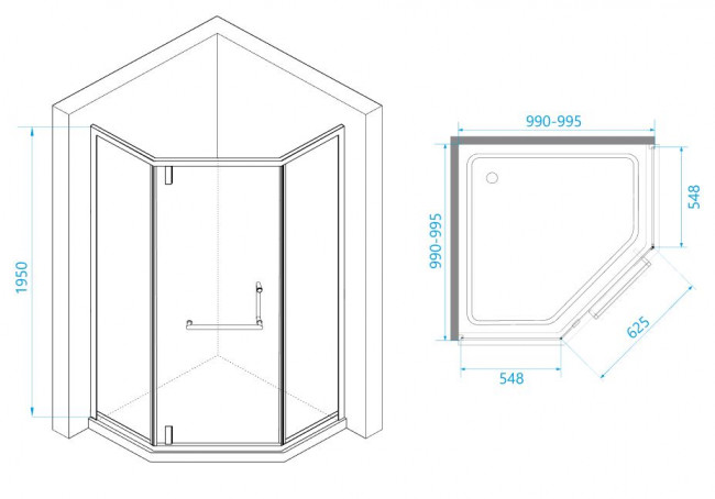 Душевой уголок RGW HO-084W 100*100 350608400-25 матовое-сатинат
