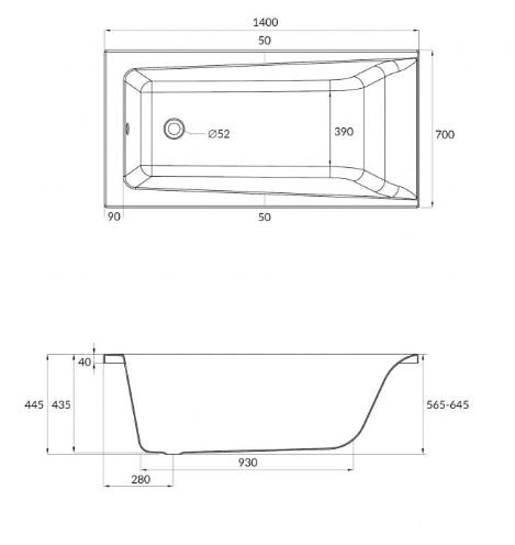 Ванна акриловая Cersanit Lorena 140*70 WP-LORENA*140
