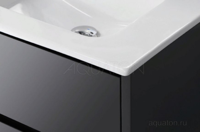 Тумба под раковину Акватон Римини 60 1A226601RN950 NEW черный глянец