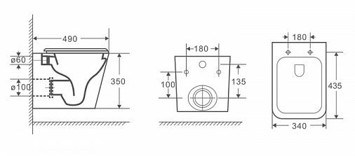 Унитаз подвесной Azario Teramo AZ-0052 безободковый с микролифтом