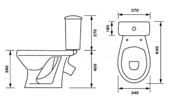 Унитаз-компакт Оскольская Керамика Суперкомпакт Стандарт 44901130022 диагональный выпуск