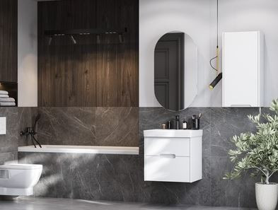 Тумба под раковину Акватон Оливия 55 1A254201OL010 белая матовая