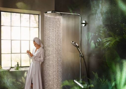 Душевая система Hansgrohe Raindance Select S Showerpipe 240 1jet PowderRain 27633000 с термостатом