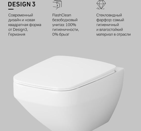 Унитаз подвесной Am.Pm Inspire V2.0 FlashClean C50A1700SC безободковый с микролифтом