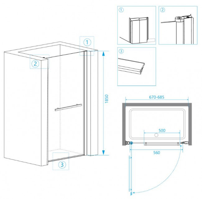 Душевая дверь RGW PA-03 NEW 70 41080307-51 шиншилла