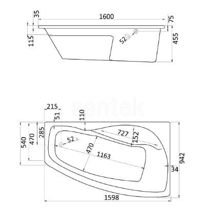 Ванна акриловая Santek Майорка XL 160*95 1WH111990 правая