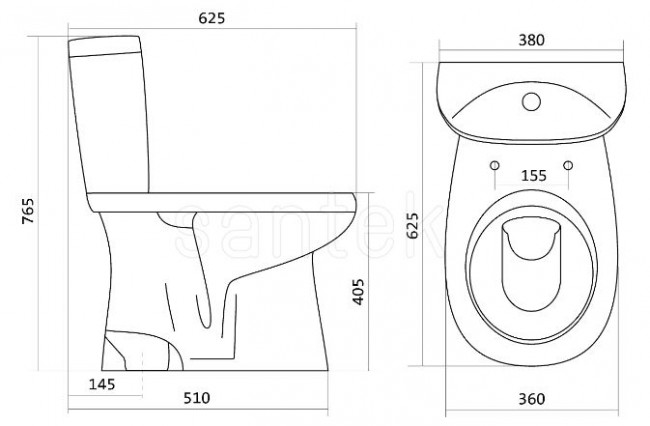 Унитаз-компакт Santek Анимо 1WH302133 вертикальный выпуск сиденье без микролифта