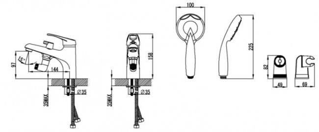 Смеситель Lemark Omega LM3115C на борт ванны