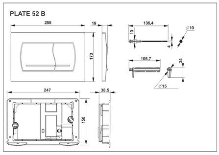 Клавиша смыва Roca Active 52B хром глянец 8901150B1