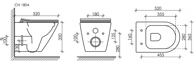 Унитаз подвесной Ceramica Nova Highlight Rimless CN1804 безободковый с микролифтом