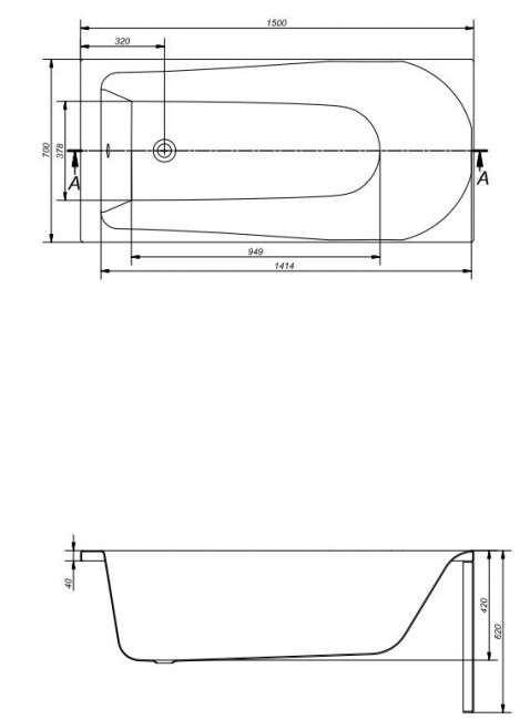 Ванна акриловая Cersanit Flavia 150*70 WP-FLAVIA*150