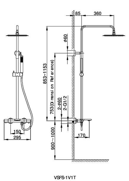 Душевая система Vincea Vogue VSFS-1V1TBG с термостатом брашированное золото