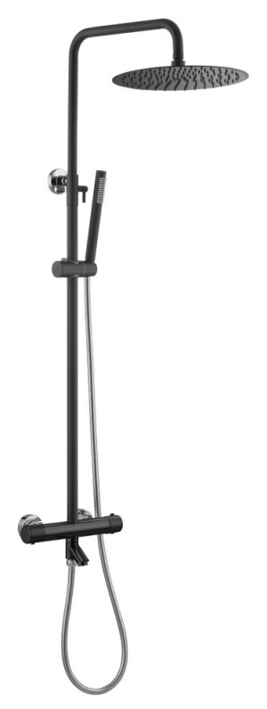 Душевая система Boheme Uno 468-T-BCR термостат черный матовый/хром