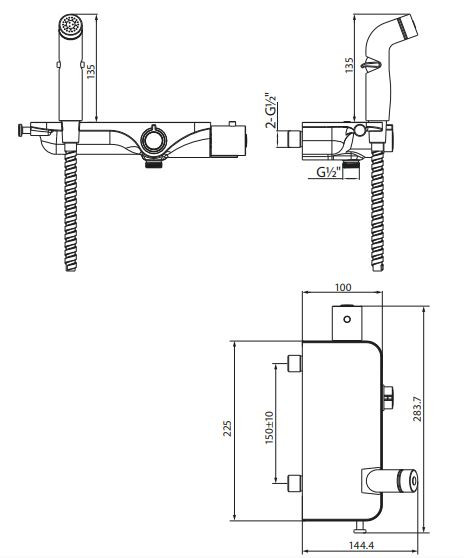 Комплект гигиенического душа Lemark Solo LM7169CW термостат белый/хром