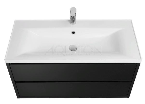 Тумба под раковину Акватон Римини 80 1A226701RN950 NEW черный глянец