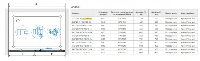 Душевая дверь RGW LE-12B 200 34121220-14 прозрачное