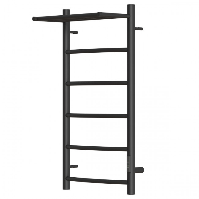 Полотенцесушитель электрический Point Афина PN04848PB П5 400*800 с полкой диммер справа черный