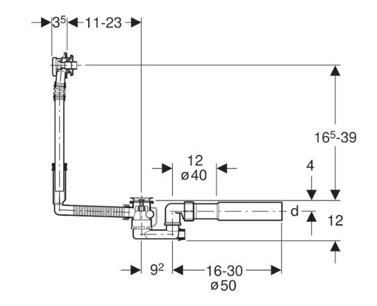 Слив-перелив Geberit 150.520.21.1 полуавтомат