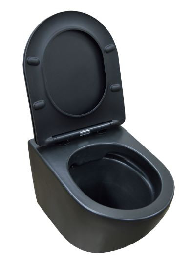 Унитаз подвесной Azario Gloria AZ-2003MB безободковый с микролифтом черный матовый
