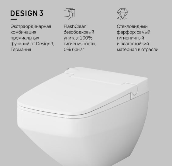 Унитаз подвесной Am.Pm Inspire V2.0 FlashClean CCC50A1700SC безободковый с электронной крышкой-биде