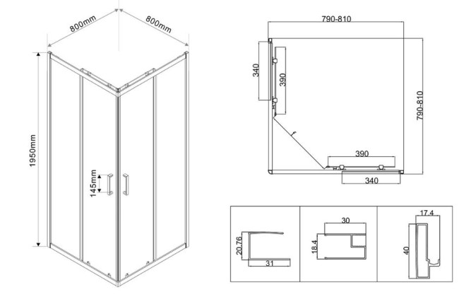 Душевой уголок Vincea City 80*80 VSS-5CT800CL прозрачное
