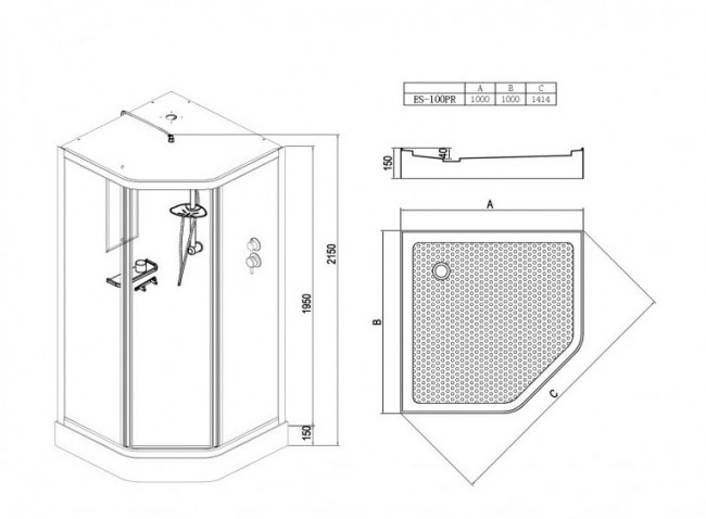 Душевая кабина Esbano ES-100PR 100*100