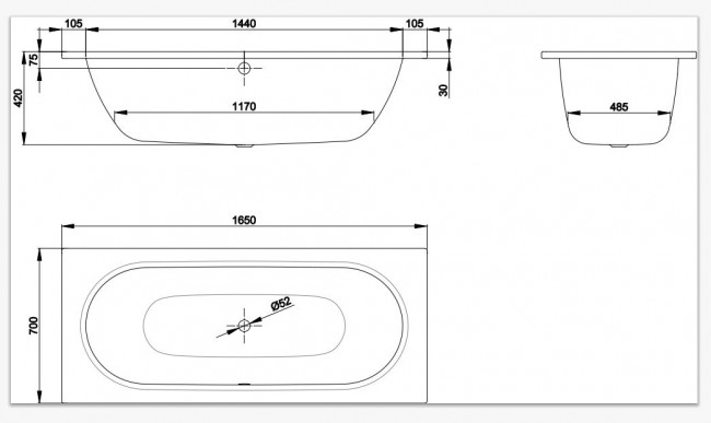 Ванна стальная Bette BetteStarlet 165*70 1230-000