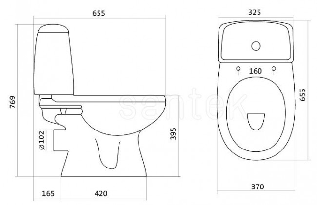 Унитаз-компакт Santek Цезарь 1WH301745 горизонтальный выпуск сиденье без микролифта