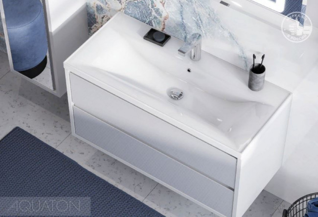 Тумба под раковину Акватон Римини 100 1A232801RN010 NEW белый глянец