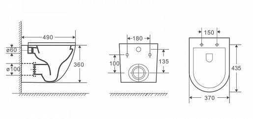 Унитаз подвесной Azario Grado AZ-0046-MB безободковый с микролифтом черный матовый