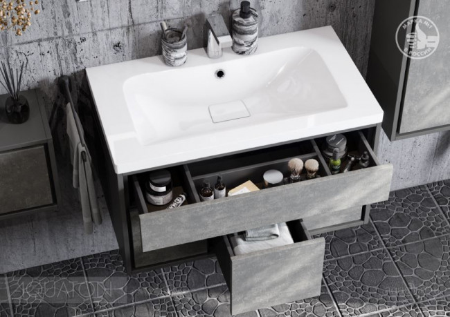 Тумба под раковину Акватон Уэльс 80 графит 1A267901WA6A0 new