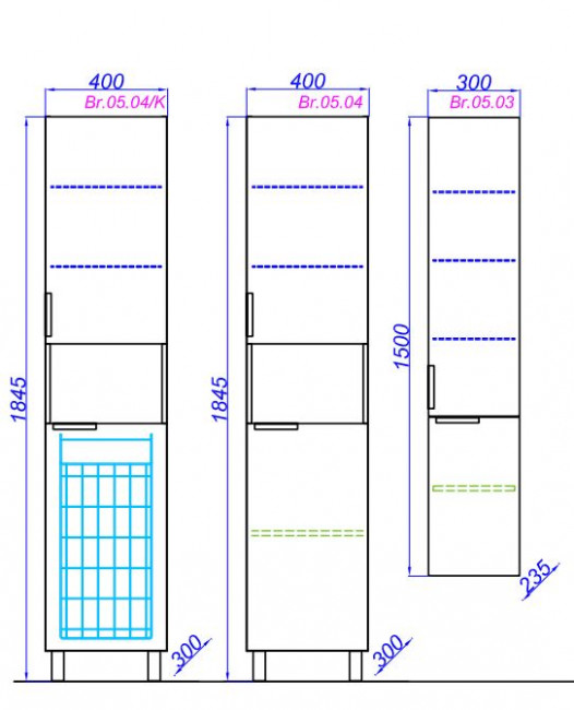 Шкаф-пенал Aqwella Brig 40 Br.05.04/W напольный без корзины