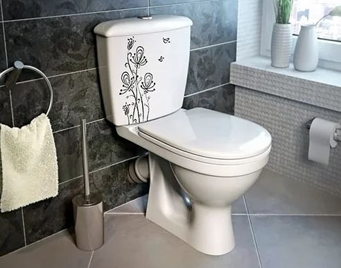Унитаз-компакт Оскольская Керамика Суперкомпакт Стандарт 44901130222 декор цветы