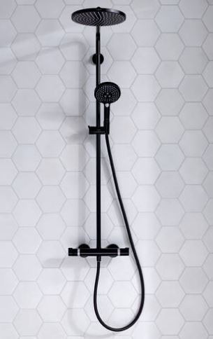 Душевая система Hansgrohe Raindance Select S Showerpipe 240 1jet PowderRain 27633670 с термостатом черный матовый