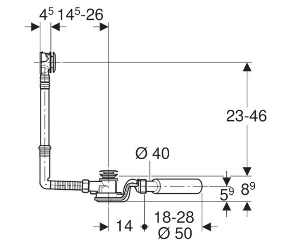 Слив-перелив Geberit 150.755.21.6 с системой PushControl нажимной