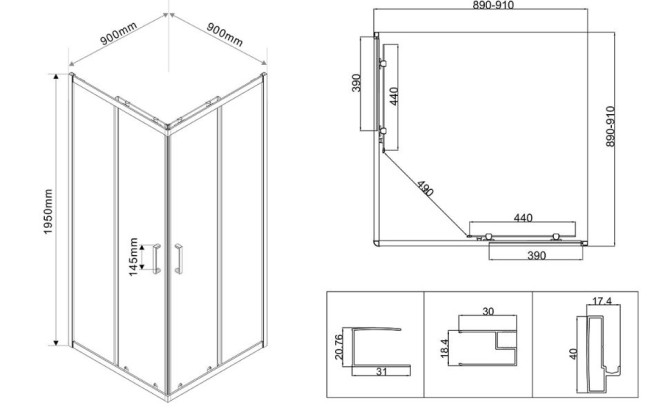 Душевой уголок Vincea City 90*90 VSS-5CT900CL прозрачное