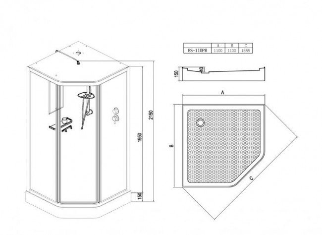 Душевая кабина Esbano ES-110PR 110*110