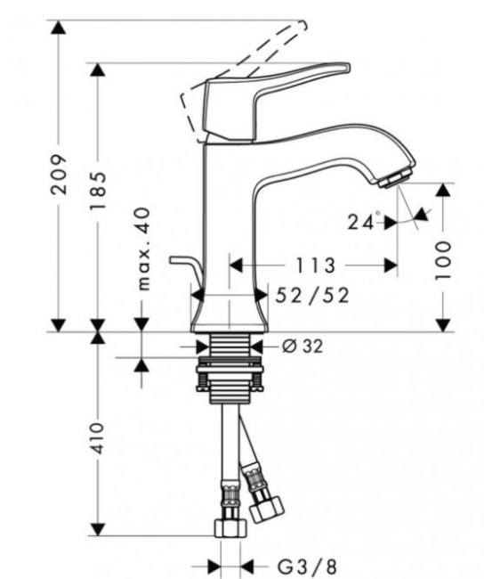 Смеситель Hansgrohe Metris Classic 31075000 для раковины