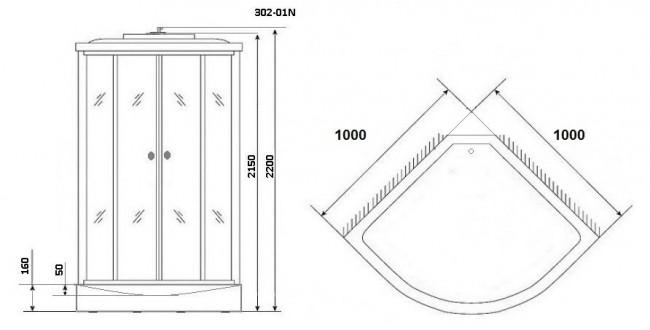 Душевая кабина Niagara NG-302-01N 100*100