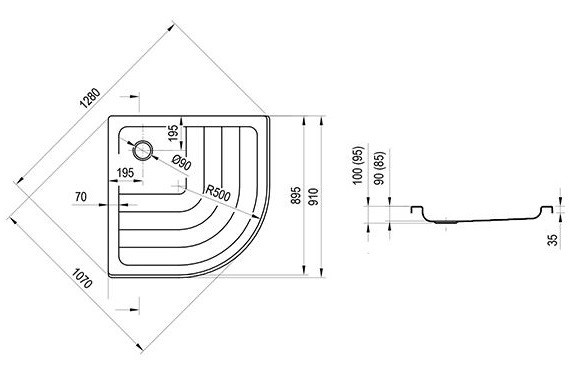 Поддон акриловый Ravak Ronda-80 LA 90*90 A217001220 белый