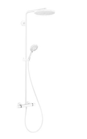 Душевая система Hansgrohe Raindance Select S Showerpipe 240 1jet PowderRain 27633700 с термостатом белый матовый