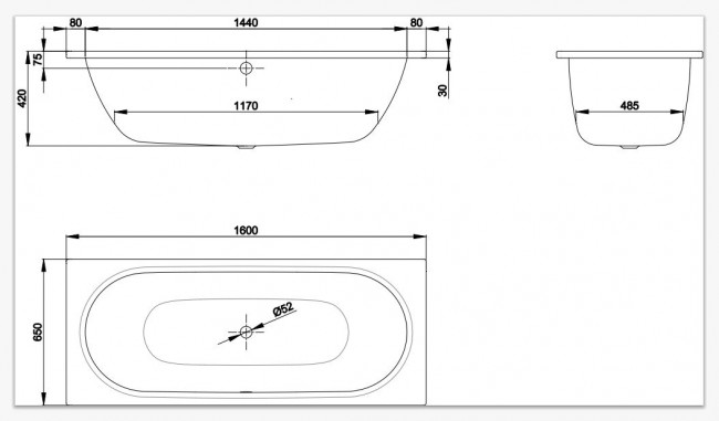 Ванна стальная Bette BetteStarlet 160*65 2540-000