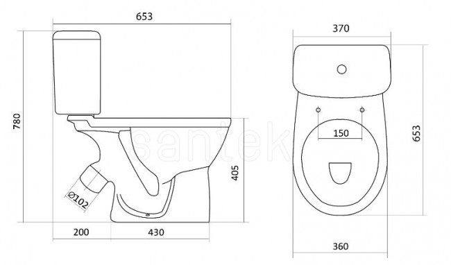 Унитаз-компакт Santek Бореаль 1WH302143 антивсплеск диагональный выпуск сиденье без микролифта