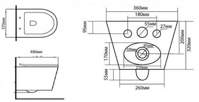 Унитаз подвесной Black&White Universe W-703 безободковый с сиденьем микролифт
