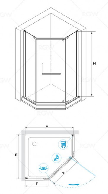 Душевой уголок RGW HO-081 90*90 350608199-11 прозрачное