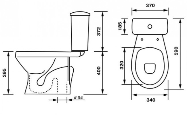 Унитаз-компакт Оскольская Керамика Суперкомпакт Стандарт 47301110322 вертикальный выпуск